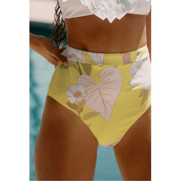 Anthropologie Farm Rio Floral High-Waisted Swim Bikini Bottoms Small - Picture 2 of 3